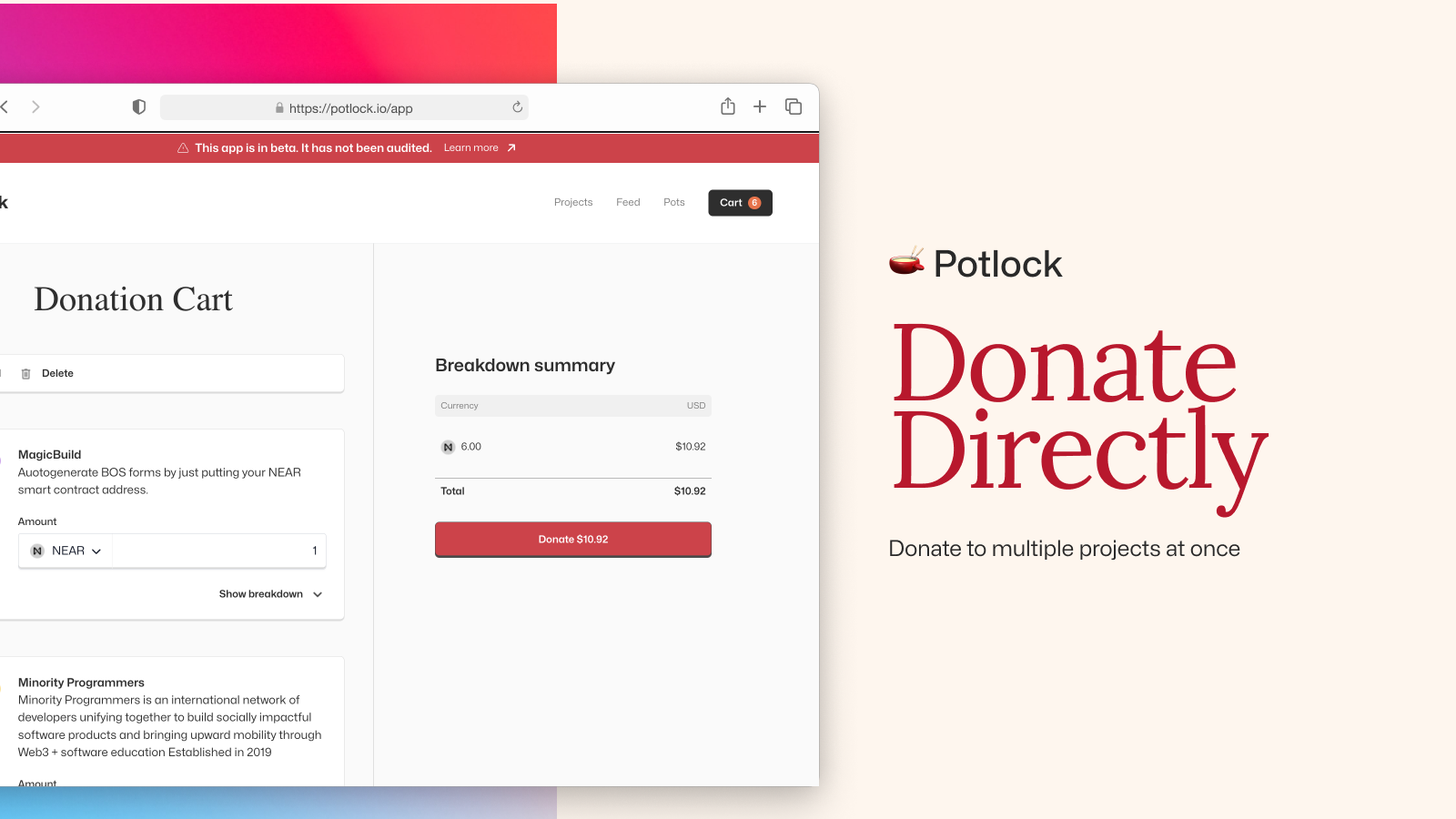 Donate directly to a project on POTLOCK